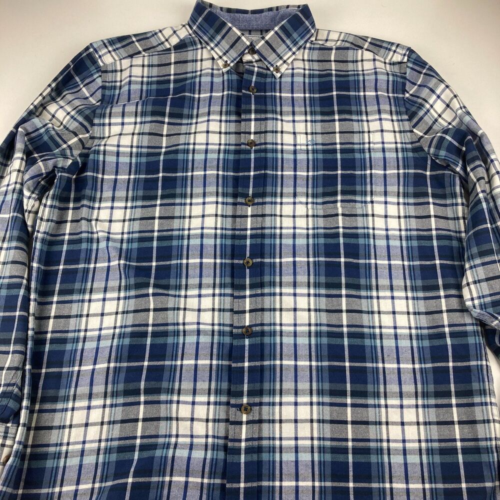 Southern Tide Shirt Mens L Classic Fit Blue Plaid Long Sleeve Button Down